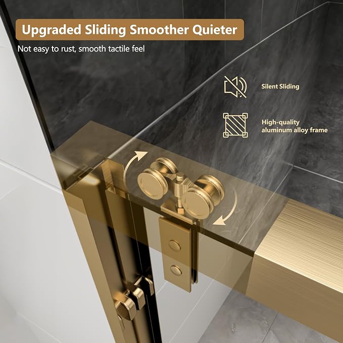 RFN 50-54" W x 76" H Framed Bypass Double Sliding Shower Door, 1/4" - Image 9