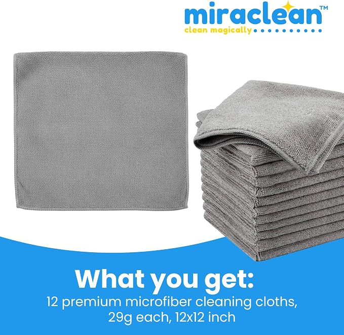 Microfiber Cleaning Cloth Grey 12 Pack Premium Microfiber Towels - Image 3