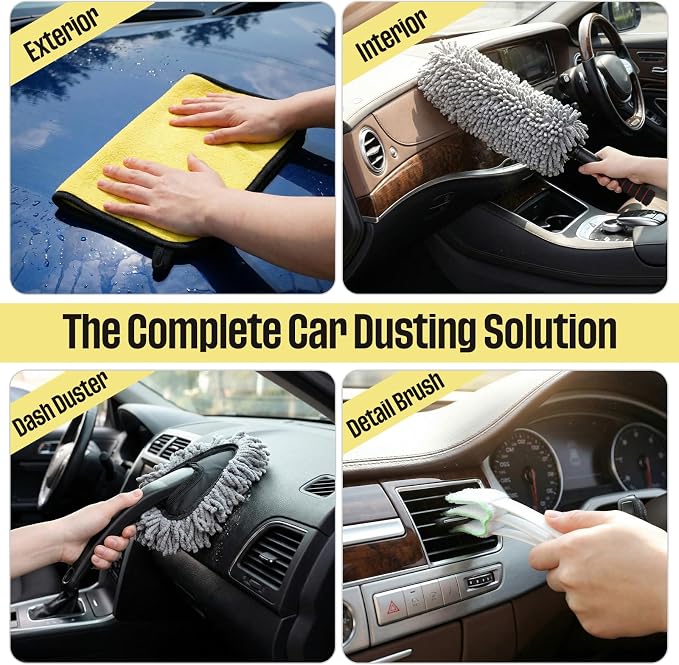 Lounsweer 4 Pcs Large Car Duster Set Microfiber Dust Cleaning Sets - Image 7