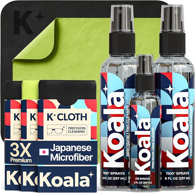 Koala Eyeglass Lens Cleaner Spray Kit | 8oz + 2oz Glasses Cleaner Bottle + by KoalaLifestyle