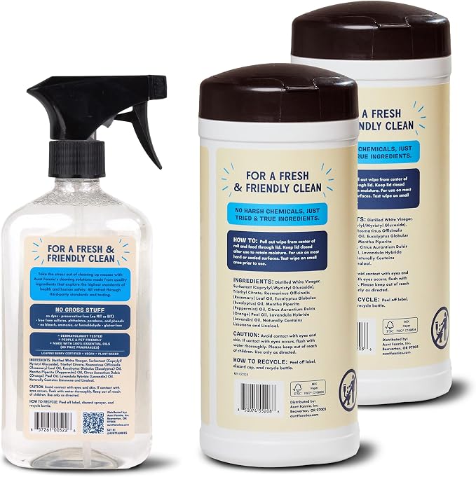 Aunt Fannie's Glass & Window Cleaning Bundle, Vinegar Spray and Wipes, Natural - Image 8