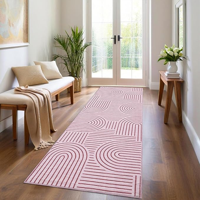 Modern Rug 2x6 Runners for Hallways, Abstract Kitchen Runner Rugs Non Slip Bath by ROYHOME