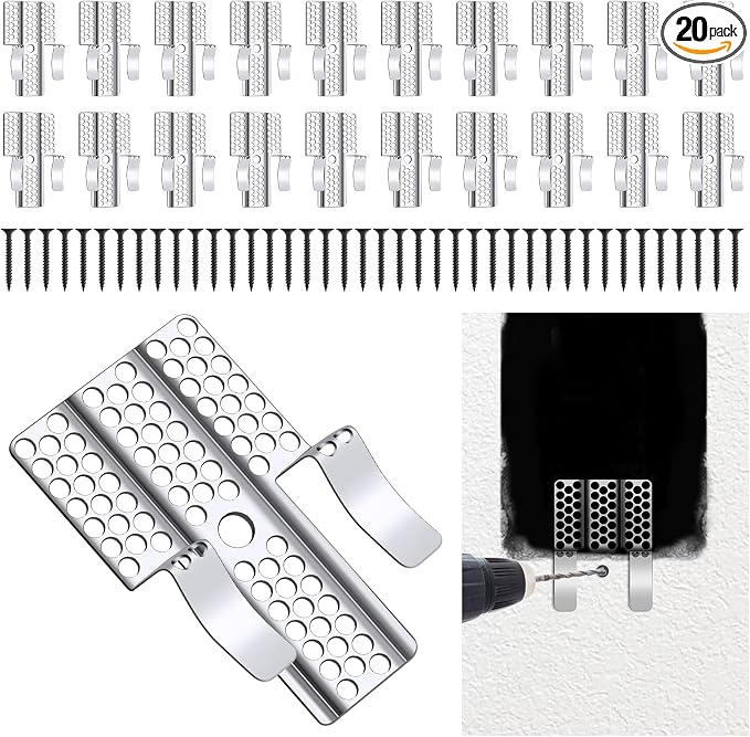 Drywall Repair Clips, 20 Pack Stainless Steel Wall Patch Kit by AdventureBuiltHomePerfected