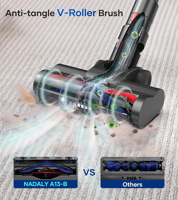 NADALY Cordless Vacuum Cleaner for Home, 8-in-1 Powerful Stick Vacuum Cordless - Image 4