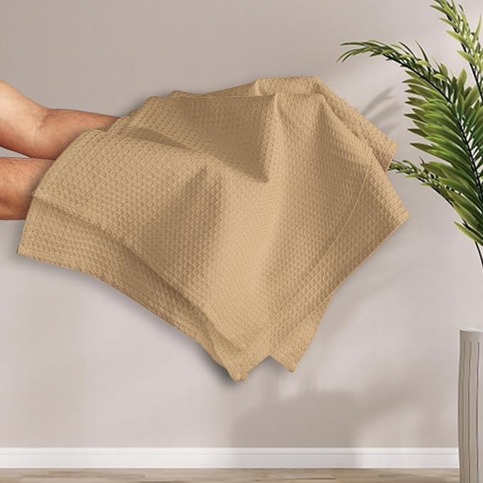 Beige Waffle Kitchen Towels, 16x26 Inches, 100% Cotton, Quick Drying, Machine - Image 4