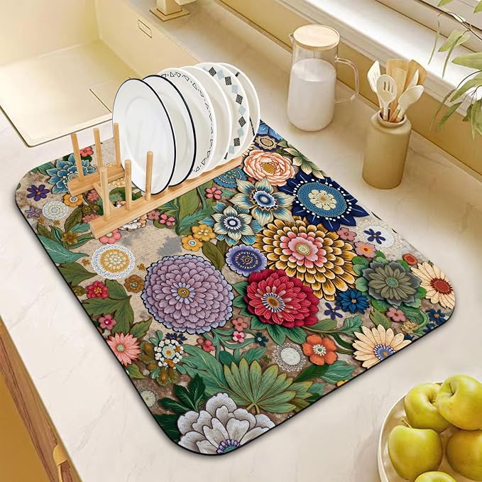 Dish Drying Mat for Kitchen Counter 16x18 Inch, Super Absorbent Dish Drainer Mat - Image 2