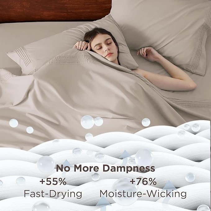 Bedsure Deep Pocket Full Size Bed Sheets Set - Fits Mattresses Up to 21 Inches Thick - 4 Piece GentleSoft Bed Sheets, Moisture Wicking, Soft & Cooling Bedsheet & Pillowcases, Easy & Secure Fit, Linen