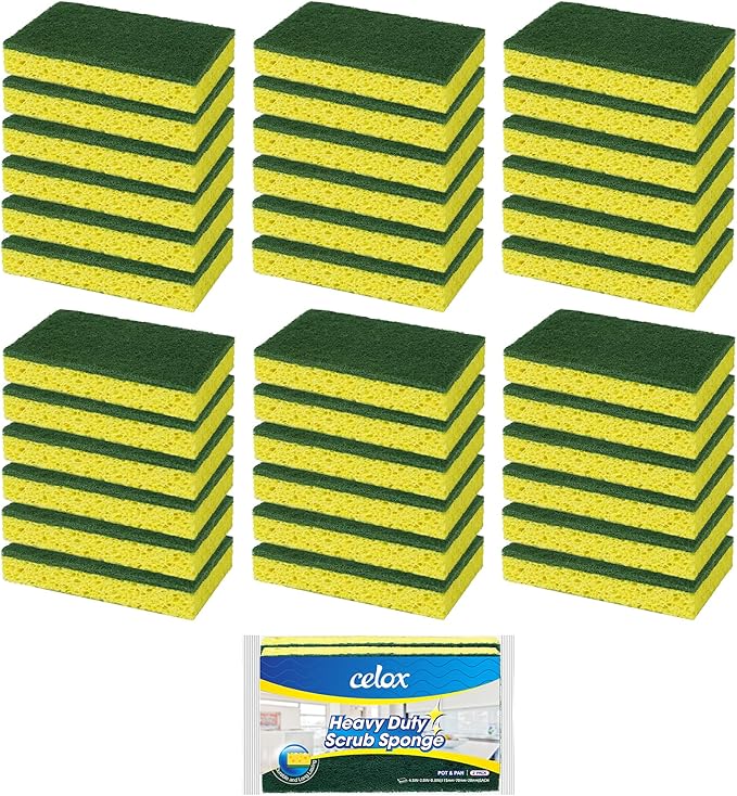 CELOX 36 Pack Dish Sponge for Kitchen, Dual Sided Scrub Sponge Heavy Duty by CELOX