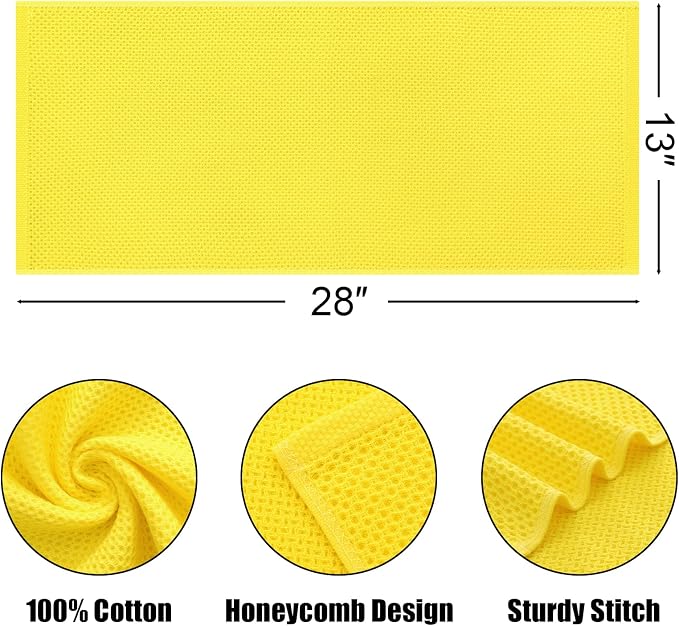 Kitinjoy 100% Cotton Waffle Weave Kitchen Hand Towels - Image 2