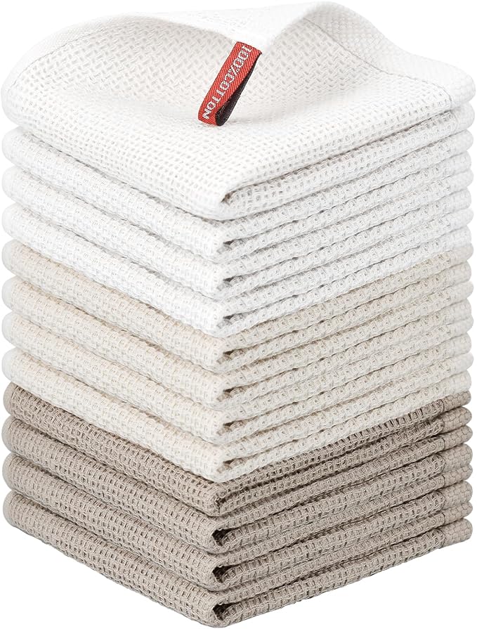 Nialnant 12 Pack Dish Cloths, 100% Cotton Dish Towels by Nialnant