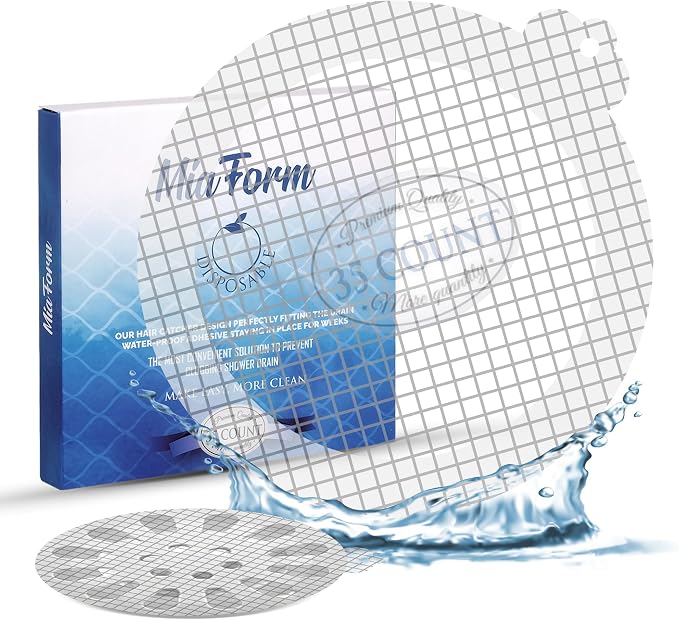 Disposable Hair Catcher Shower Drain Mesh Stickers, 35 Pack by FacialSpongeHairCatcherPortionControlContainerandMore