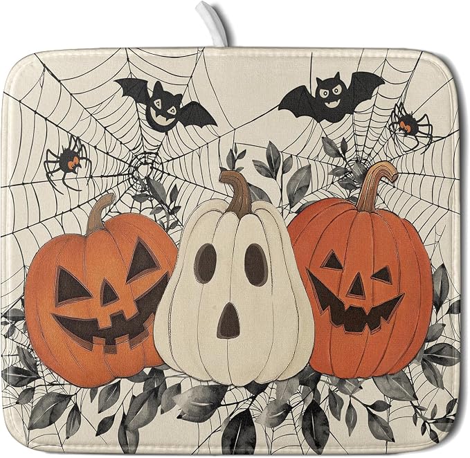 Halloween Pumpkin Dish Drying Mat by Aytipun