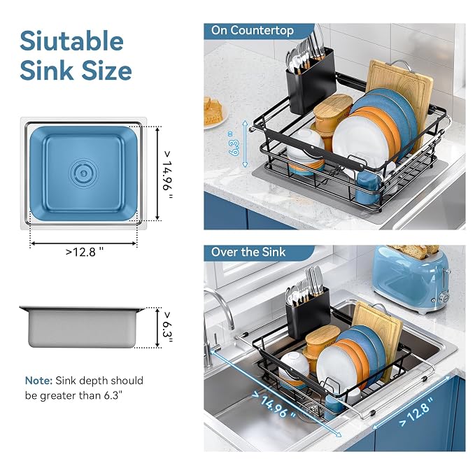 Over the Sink Dish Drying Rack, In Sink Dish Drying Racks, Expandable Dish Rack - Image 8