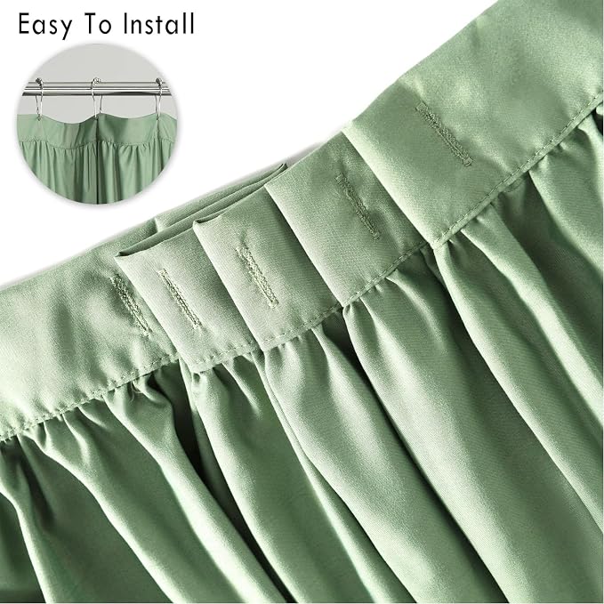 Light Green Ruffle Shower Curtain, Vintage Handcrafted Bow Tie Bath Curtain - Image 3