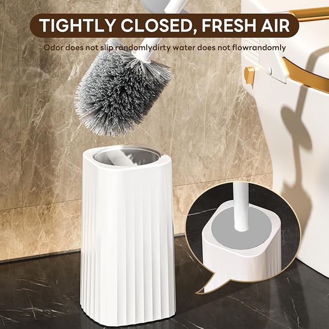 2 Pack Toilet Brush & Holder Set, Lightweight Plastic Handle, Space Saving - Image 2
