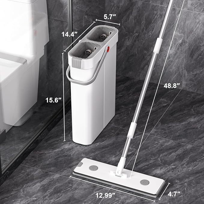 JOYBOS Mop and Bucket Set for Home Floor Cleaning, Hands Free Flat Mop - Image 6