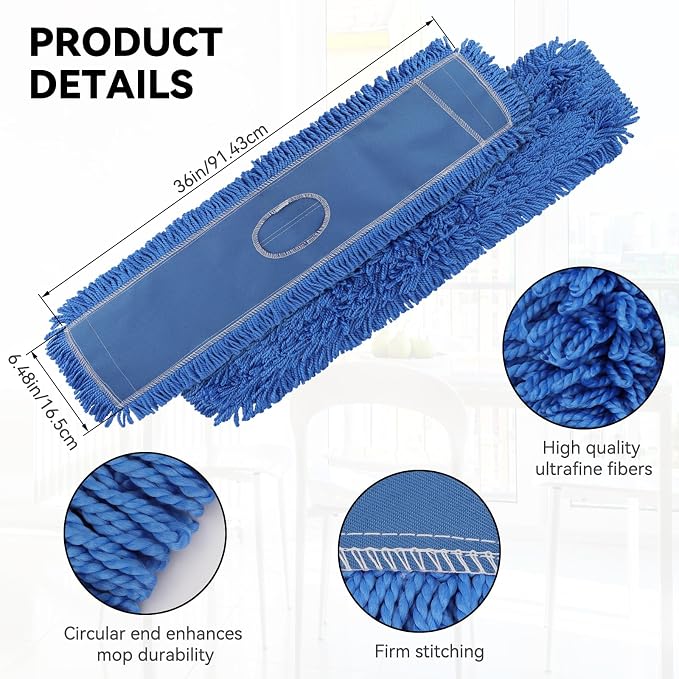 36 Inch Dust Mop Head: Replacement Medium Washable Commercial Mop Head Sweeper - Image 7