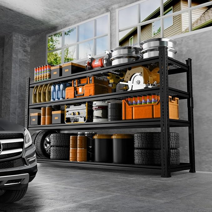 Storage Shelves Heavy Duty 4 PCS, 4-tier Adjustable Metal Industrial Utility - Image 2