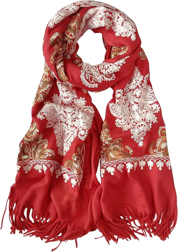 Urban CoCo Women's Embroidered Tassel Long Shawl Oversize Scarf Wraps for Women