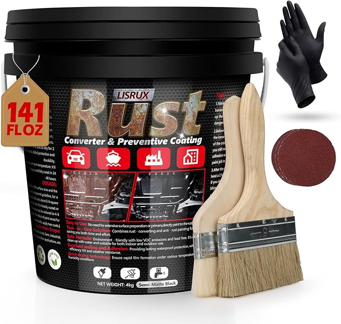 Rust Converter & Metal Primer, 141 Fl Oz Black Rust Inhibitor Paint by Unknown