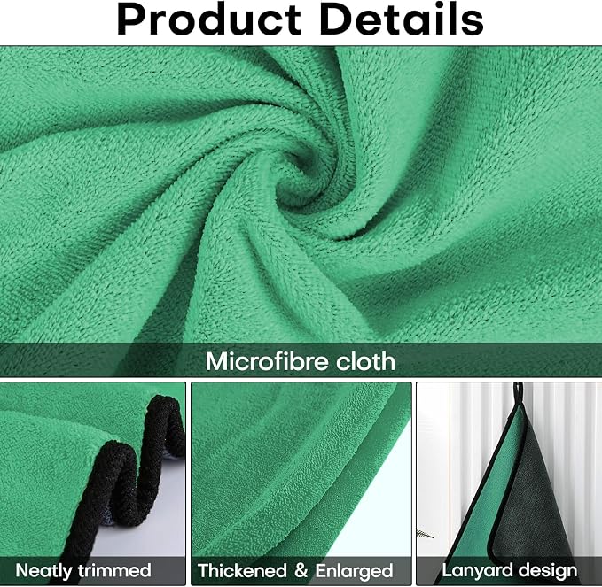 Hovom 3PCS Car Microfiber Towels, 23.62"×11.81" Lint-Free Microfiber Towels - Image 3