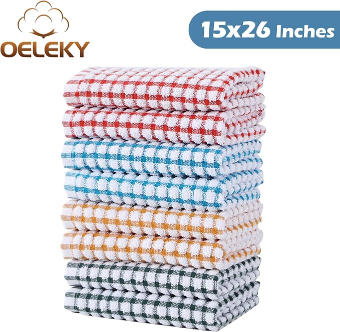 Oeleky Dish Towels for Kitchen, Cotton Kitchen Towels for Drying Dishes Pack of - Image 5