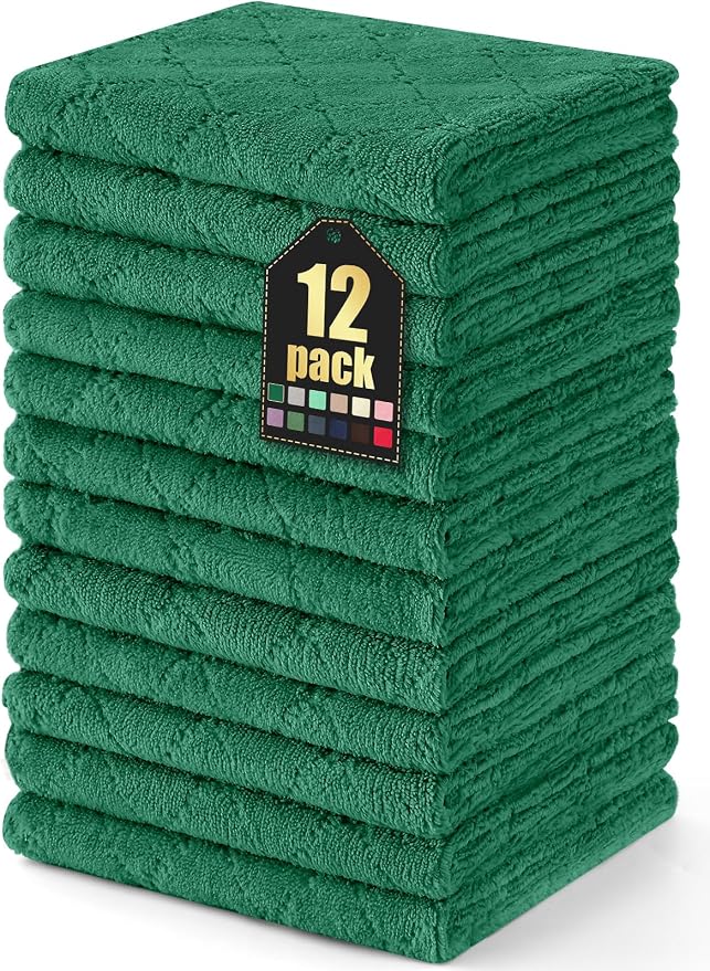 Homaxy 12 Pack Dish Towels for Kitchen, Super Soft and Absorbent Coral Velvet by Homaxy