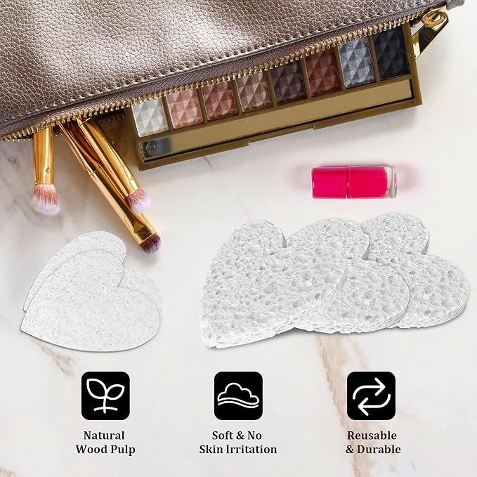 60-Count Kickleen Compressed Cellulose Heart Shape Facial Sponges | 100% - Image 5