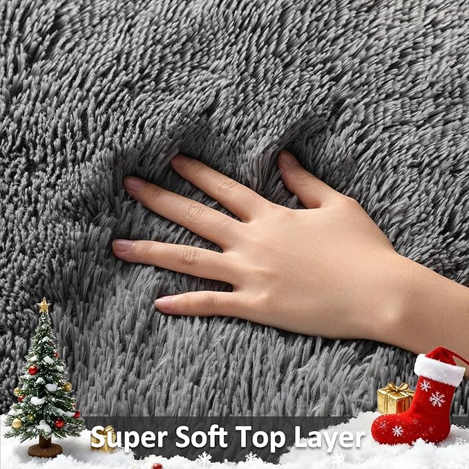 Ophanie Rugs for Living Room, Upgrade Non-Slip Fluffy Soft 5x8 Area Rug, Shag Large Fuzzy Plush Carpets for Bedroom Grey, Shaggy Gray Kids Boys Girls Dorm Nursery Home Decor Aesthetic