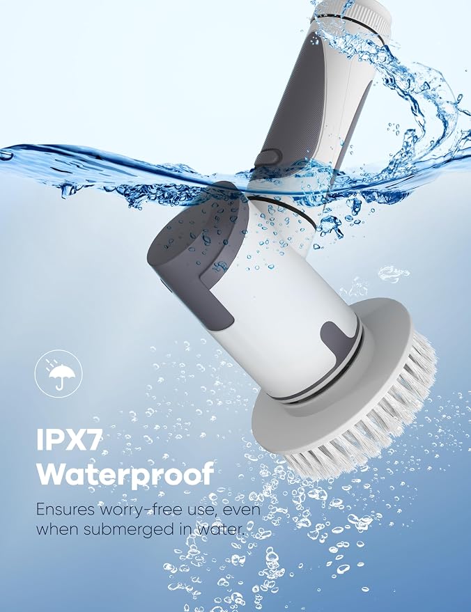 Electric Spin Scrubber, Power Scrubber Dual Speeds Cordless Shower Scrub Brush - Image 7