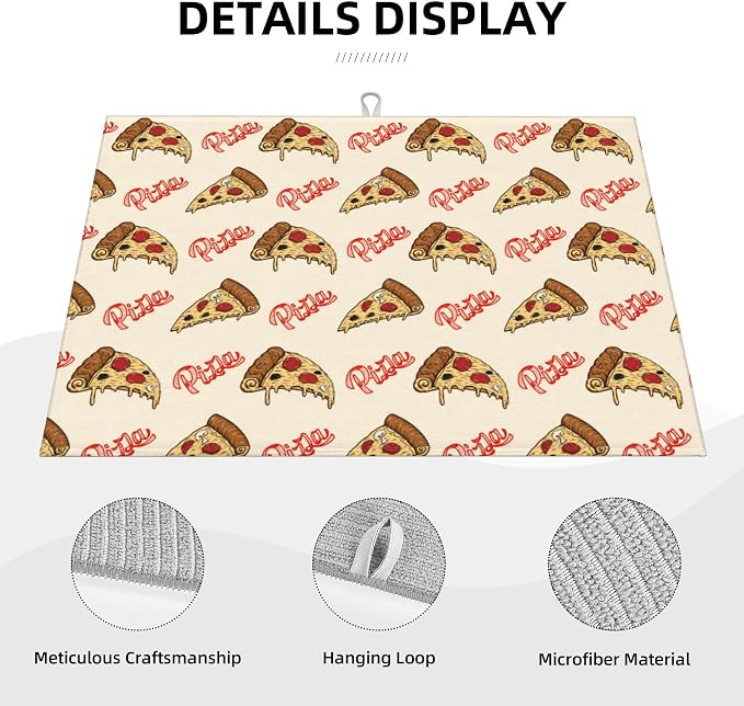 Cute Pizza Food Microfiber Dish Drying Mat - Image 5