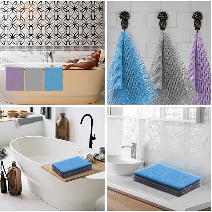 UJFQBH 3 Pieces African exfoliating net African Net Long Net Bath Sponge - Image 5