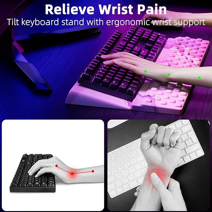 Ospelelf Keyboard Wrist Rest, Comfortable Ergonomic Keyboard Stand Riser Holder - Image 2
