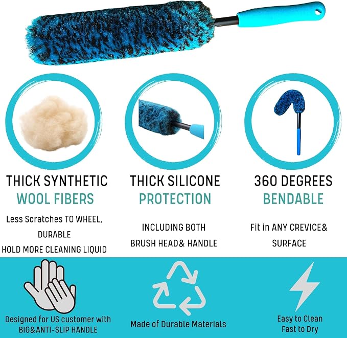 PRO Choice 4 Pack Long Handle Wheel Brush Kit - Image 5