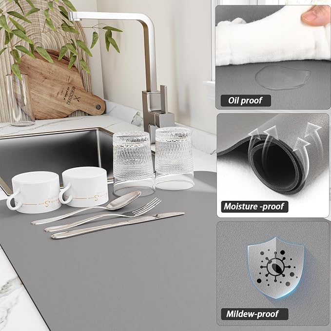 Dish Drying Mat for Kitchen Counter, Heat Resistant Drainer Mats - Image 3