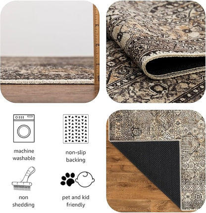 Keen Home Design 4x6 Rug - Machine Washable Area Rug with Non-Slip Backing, Ideal for Living Room, Dining Room, Bedroom - Vintage, Easy Clean, Durable, Low Pile Rug - (4' x 6')