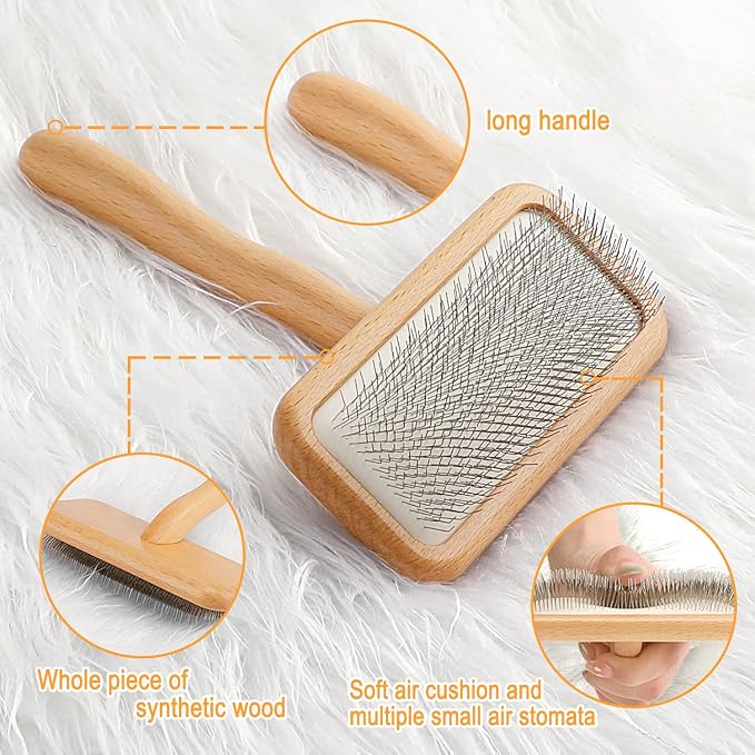 Carpet Rake Sheepskin Wool Brush and Sheepskin Brush Cleaner Comb, More Suitable - Image 3