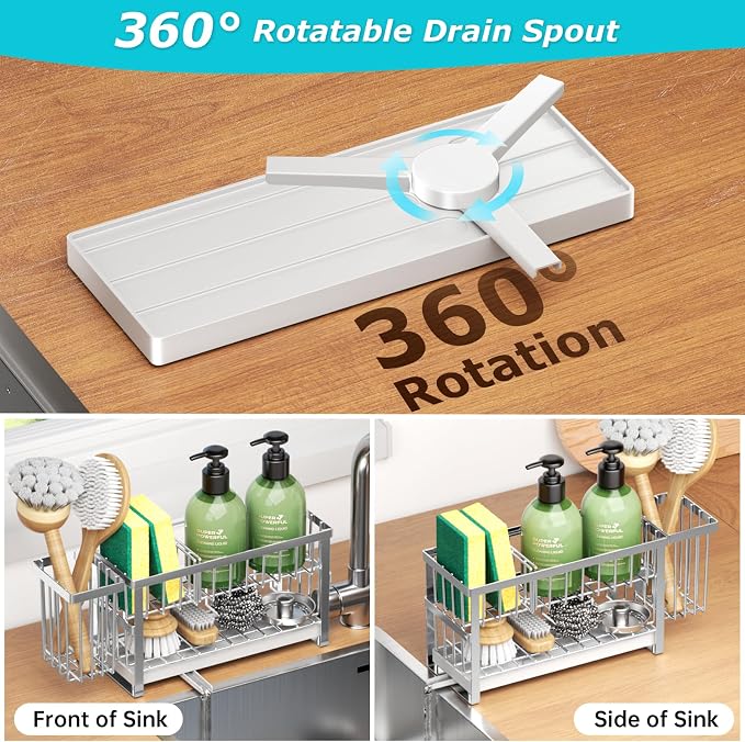Sponge Holder for Kitchen Sink, 2 Tier Sink Caddy Organizer Countertop - Image 2