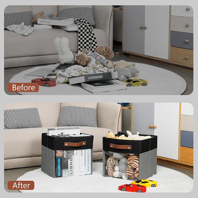 HNZIGE Cube Storage Bins 11 x 11, Fabric Cubes Storage Bins 11x11 Clear Storage - Image 4