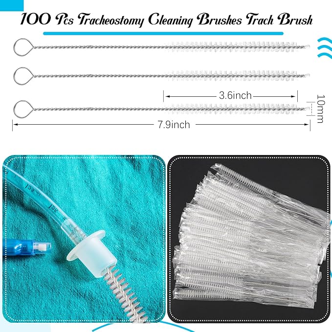 TrelaCo 100 Pcs Tracheostomy Cleaning Brushes Trach Brush Nylon Bristle - Image 2