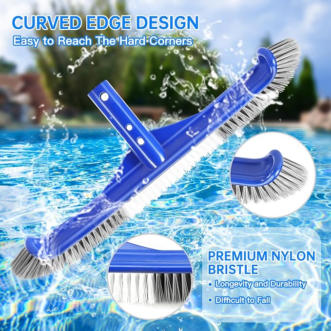 Pool Brush Head, Curved Ends High-Efficiency Pool Scrub Brush, Premium Nylon - Image 4