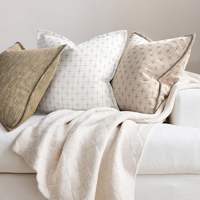 ZWJD Pillow Covers 18x18 Set of 2 Soft Polyester Textured Pillow Covers - Image 4