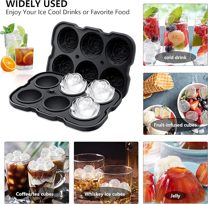Rose Ice Cube Tray, ZACHDEE 2" Flower Silicone Ice Cube Tray - Image 5