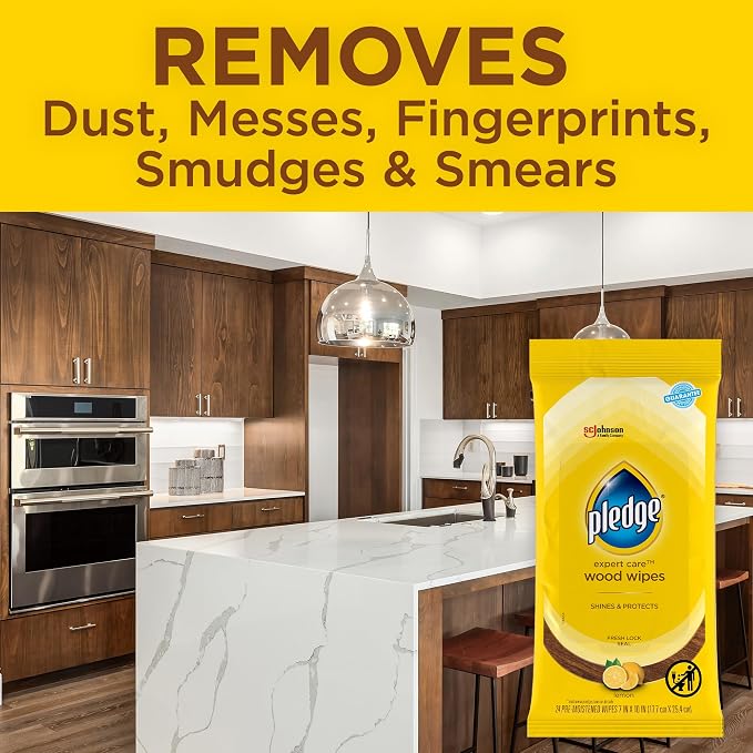 Pledge Expert Care Enhancing Wood Wipes, Lemon Scent - Image 3