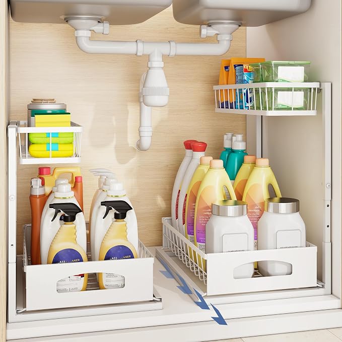 Under Sink Organizer, 2 Pack Height Adjustable Cabinet Organizer - Image 9