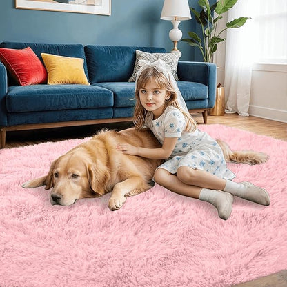 5x7 Area Rugs for Living Room Rug: Soft Fluffy Shag Pink Rugs for Bedroom, Non-Slip Large Fuzzy Plush Rug Indoor Floor Carpet for Nursery Kids Boys Girls Room, Dorms, Playroom, Modern Home Decor