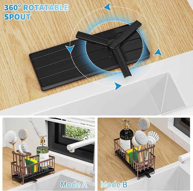 Cisily Brown Sponge Holder for Kitchen Sink, Sink Caddy Organizer - Image 2