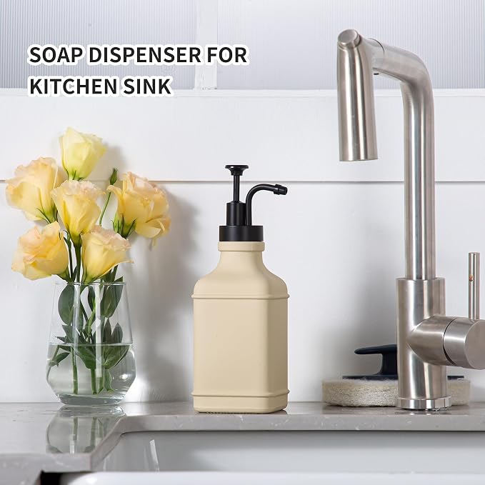 Enra Glass Soap Dispenser with Clear Window, 12oz Matte Stainless Steel Hand - Image 5