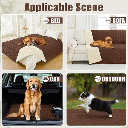 Smiry Waterproof Dog Bed Cover Blanket 68x82, Soft Reversible Pet Blanket, Washable Leakproof Cats Dogs Couch Cover for Sofa, Couch, Furniture, Lattice, Brown/Beige