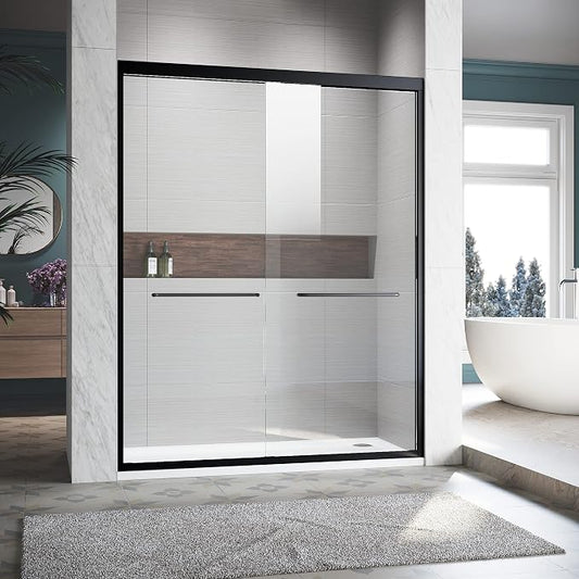 56-60" W x 72" H Adjustable Semi-Frameless Sliding Shower Door, Certified 3/8" by VUMALL